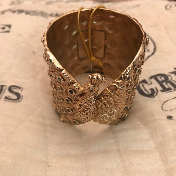 SOLD Designer peacock multi stone hinged bracelet - Picture 4 of 8